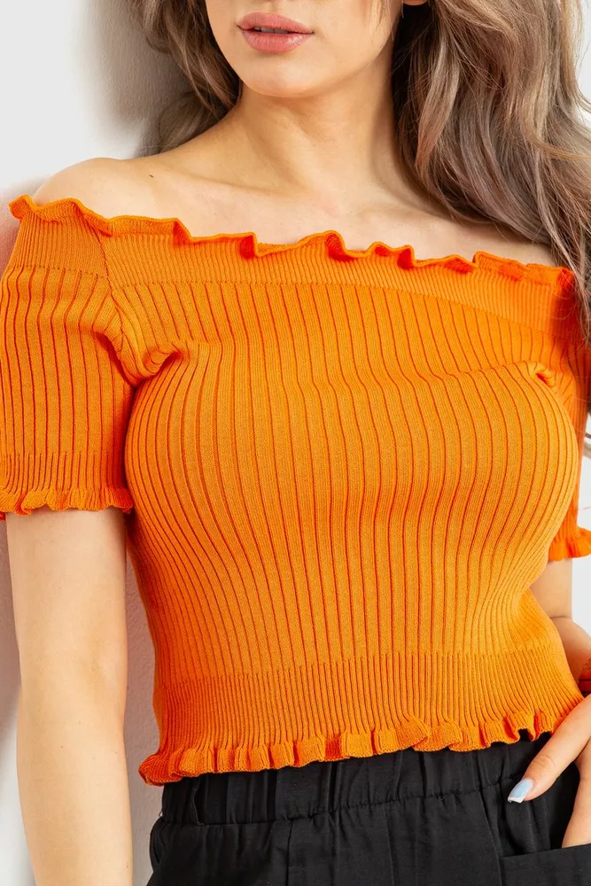Купити Топ жіночий ошатний в рубчик, колір помаранчевий, 204R020 оптом - Фото №1