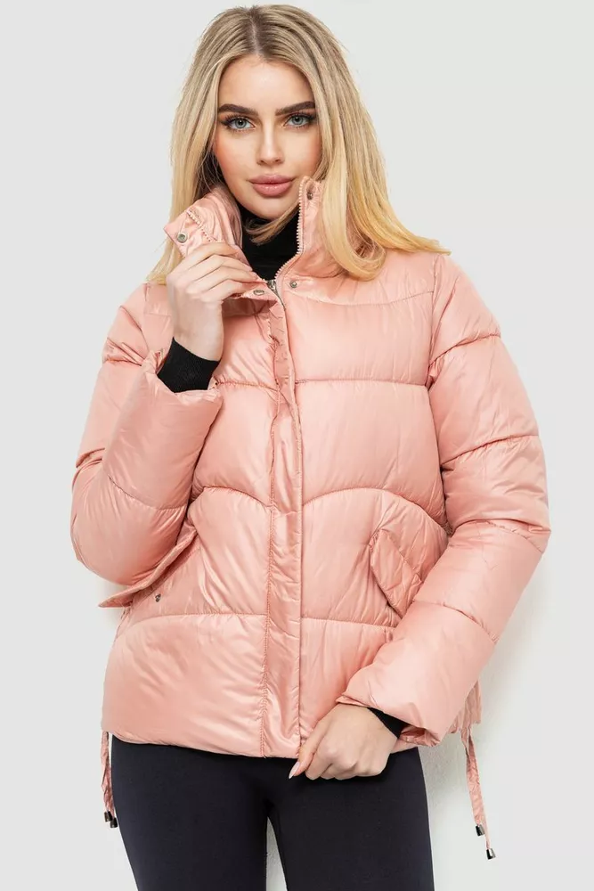 Купити Куртка жіноча демісезонна однотонна, колір світло-рожевий, 235R2035 оптом - Фото №1