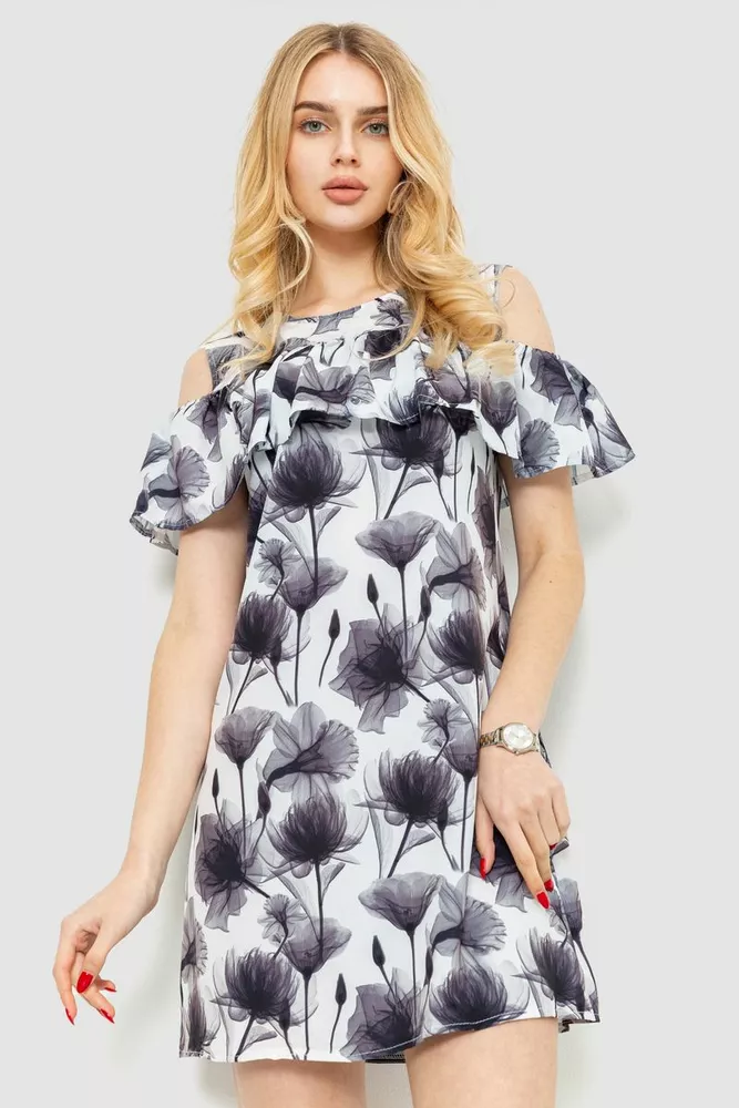Купить Платье с принтом, цвет серо-чернильный, 230R24-1 - Фото №1