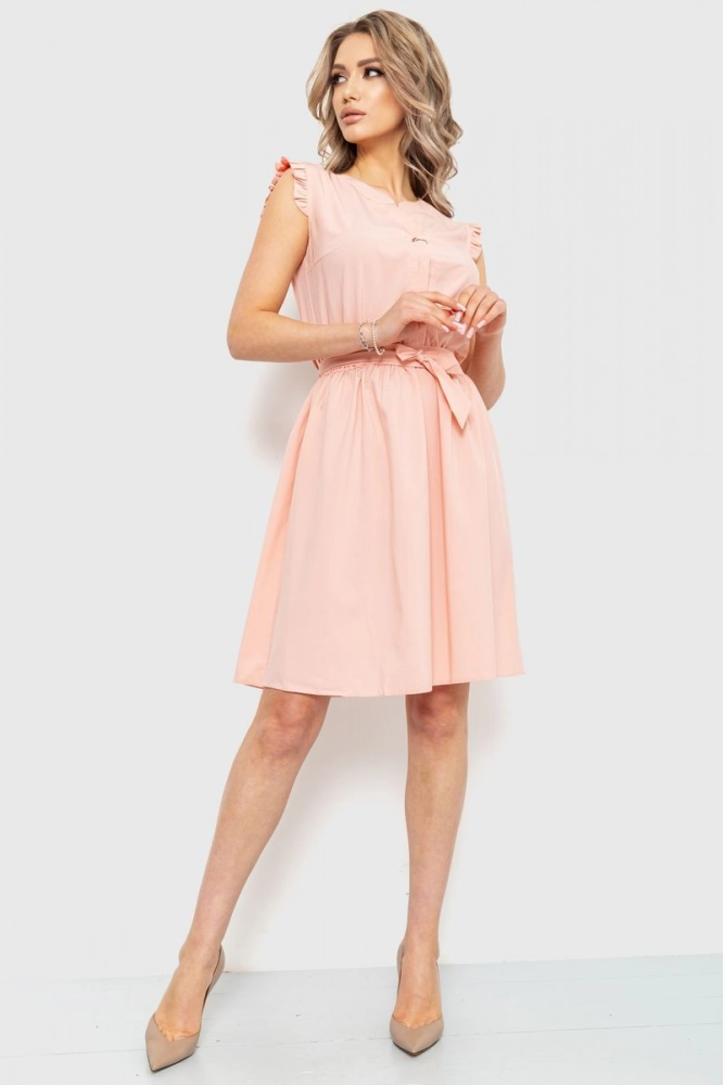 Купить Платье однотонное, цвет персиковый, 230R007 - Фото №1