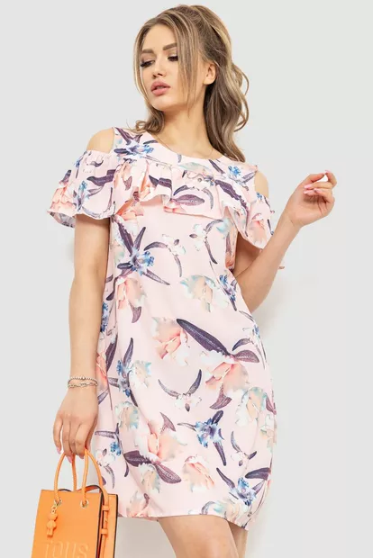 Сукня з принтом, колір персиковий, 230R24-1