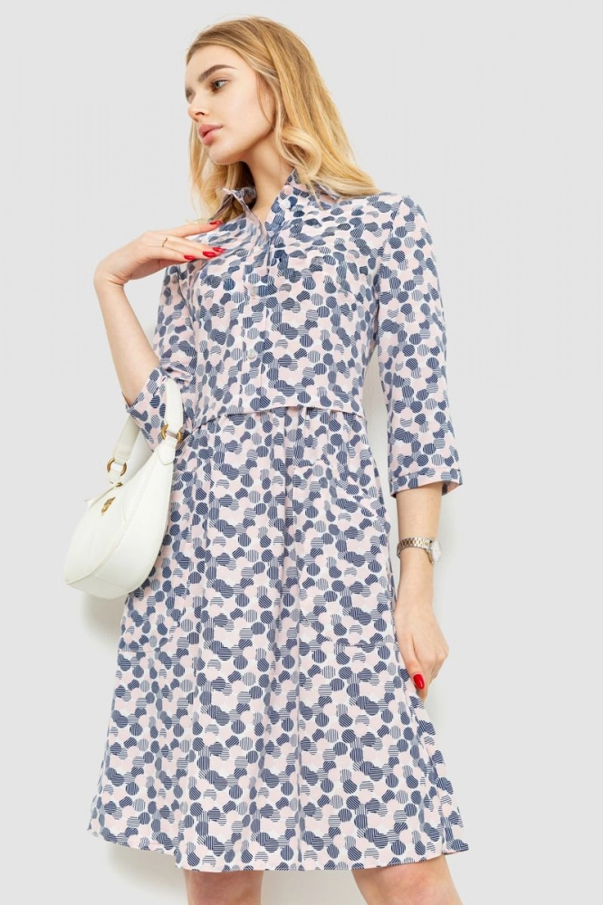 Купити Сукня з принтом, колір молочно-рожевий, 230R037-2 - Фото №1