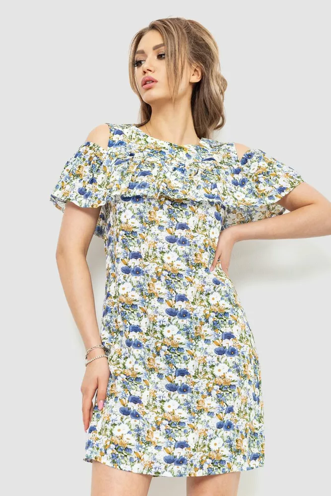 Купити Сукня з принтом, колір молочно-синій, 230R24-1 - Фото №1