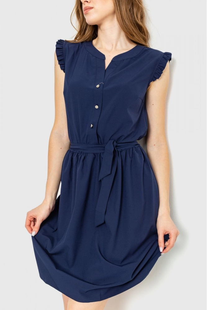 Купити Сукня однотонна, колір темно-синій, 230R007 - Фото №1