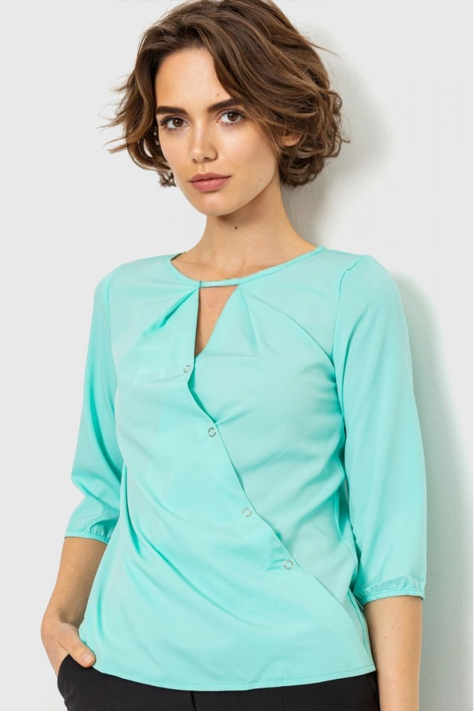 Купити Блуза однотонна  - уцінка, колір м'ятний, 230R90-U-1 - Фото №1