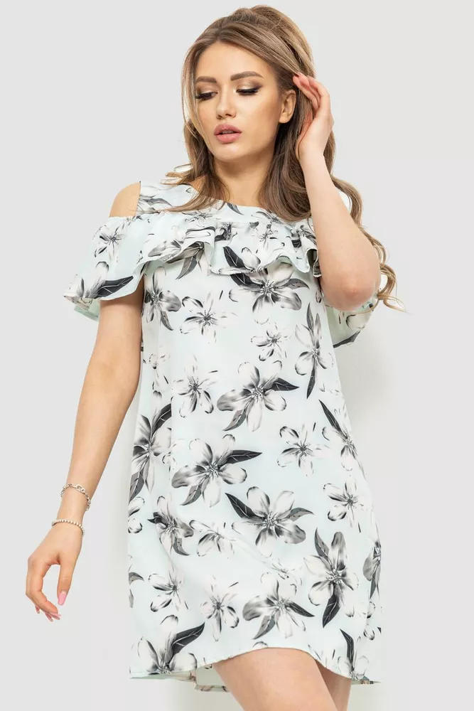 Купити Сукня з принтом, колір м'ятно-сірий, 230R24-1 оптом - Фото №1