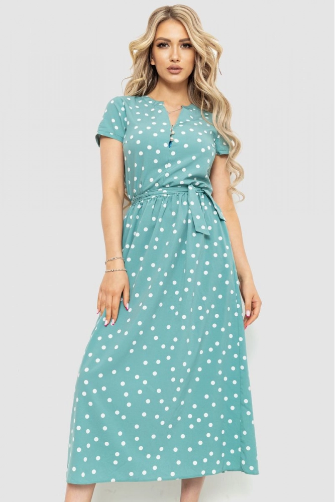 Купити Сукня у горох  - уцінка, колір оливковий, 230R152-6-U - Фото №1