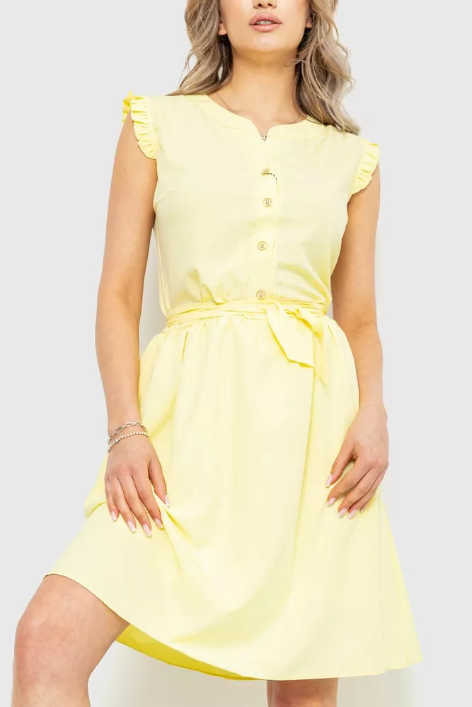 Купити Сукня однотонна, колір жовтий, 230R007 - Фото №1