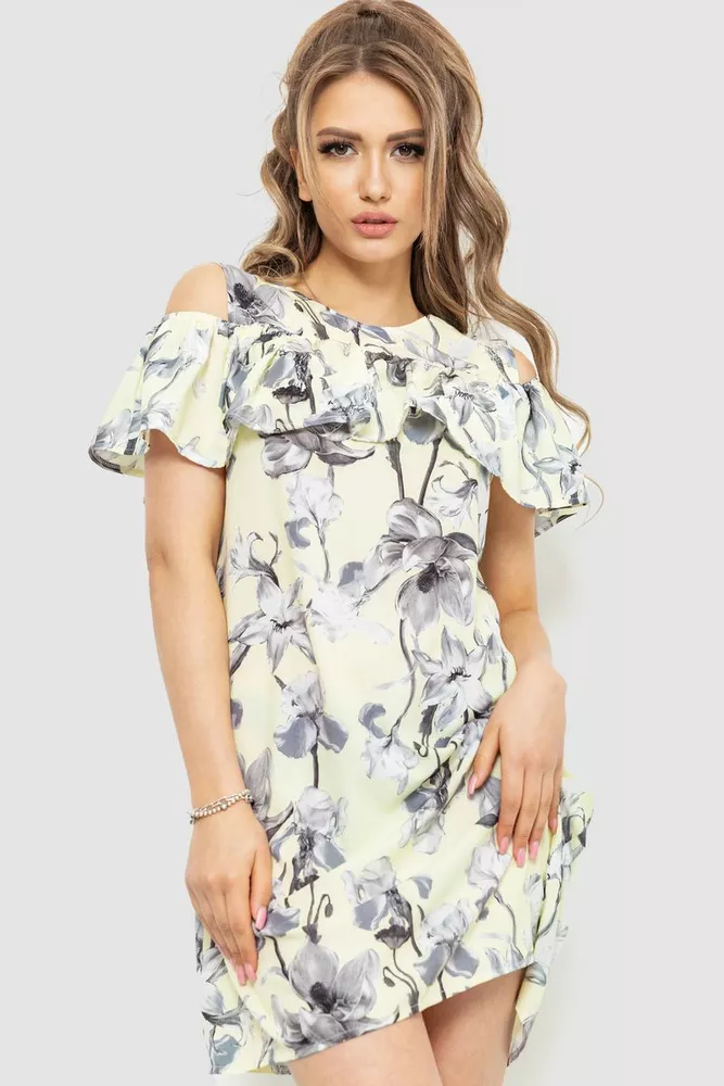 Купити Сукня з принтом, колір лимонний, 230R24-1 - Фото №1