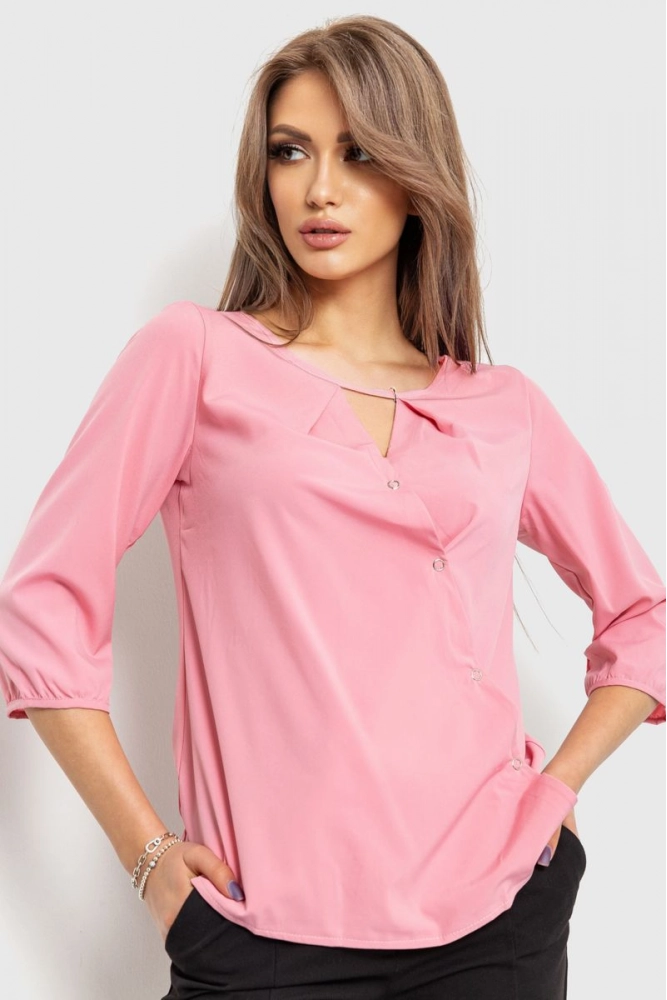 Купити Блуза однотонна  - уцінка, колір рожевий, 230R90-U оптом - Фото №1
