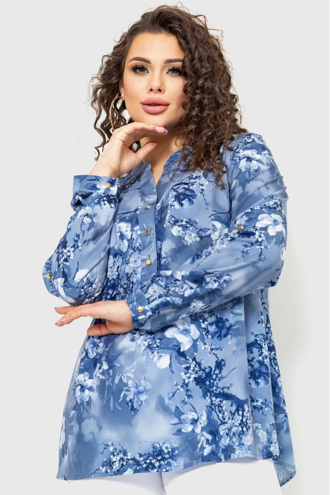 Купити Блуза з принтом  - уцінка, колір синій, 230R96-22-U - Фото №1