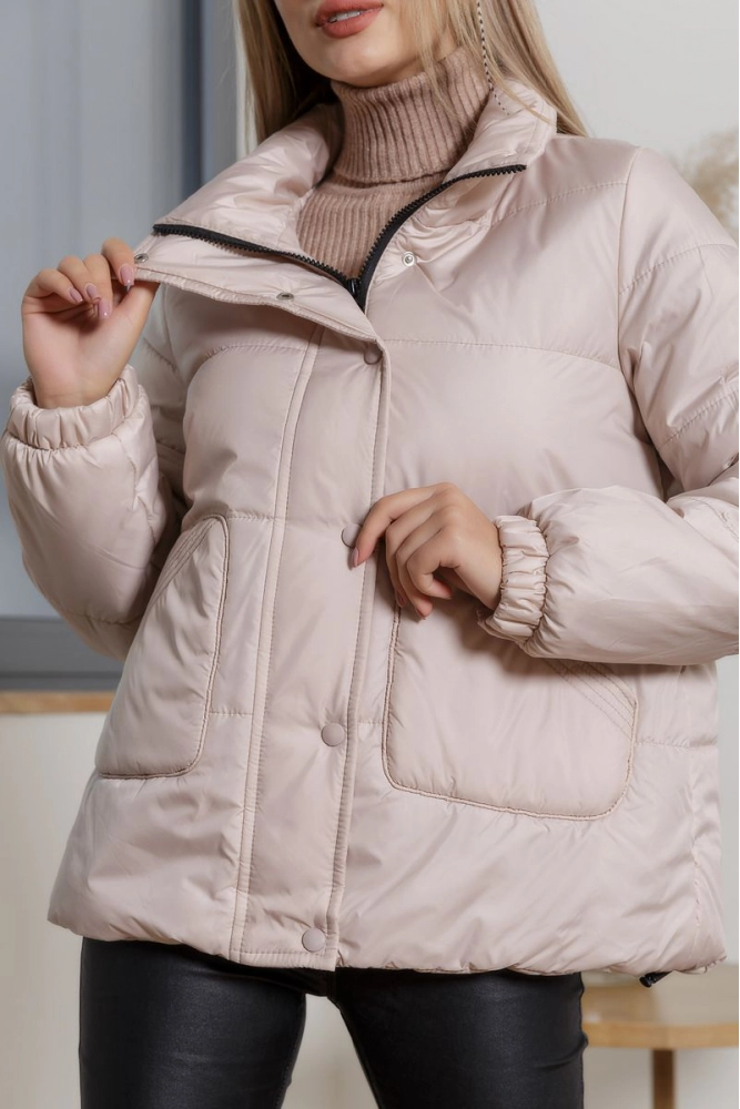 Купити Стильна жіноча куртка, колір кремовий, 207R002 - Фото №1