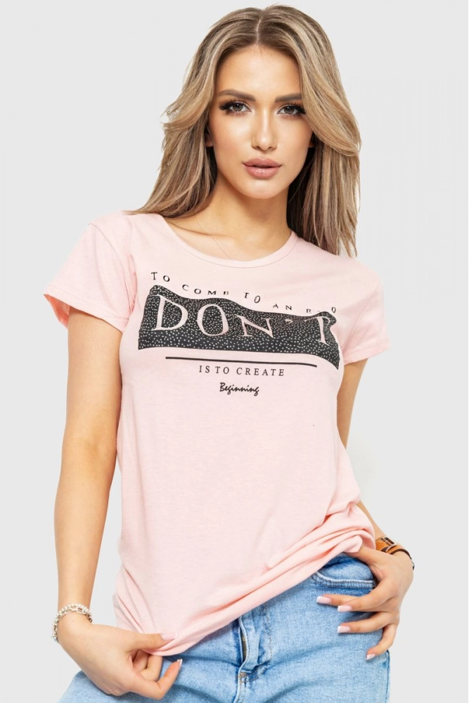 Купити Жіноча футболка, колір персиковий, 190R108 - Фото №1