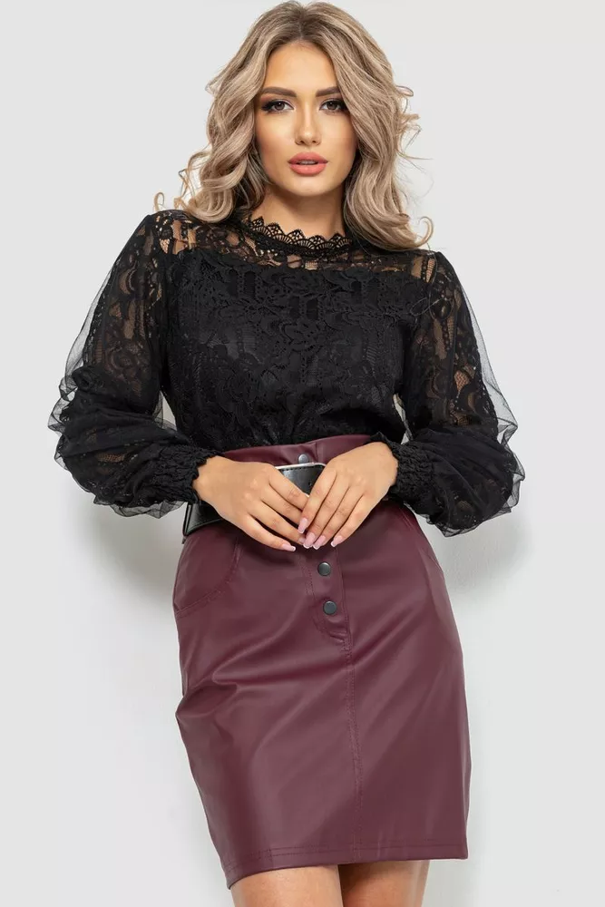 Купити Блуза жіноча гіпюрова, колір чорний, 204R153 оптом - Фото №1