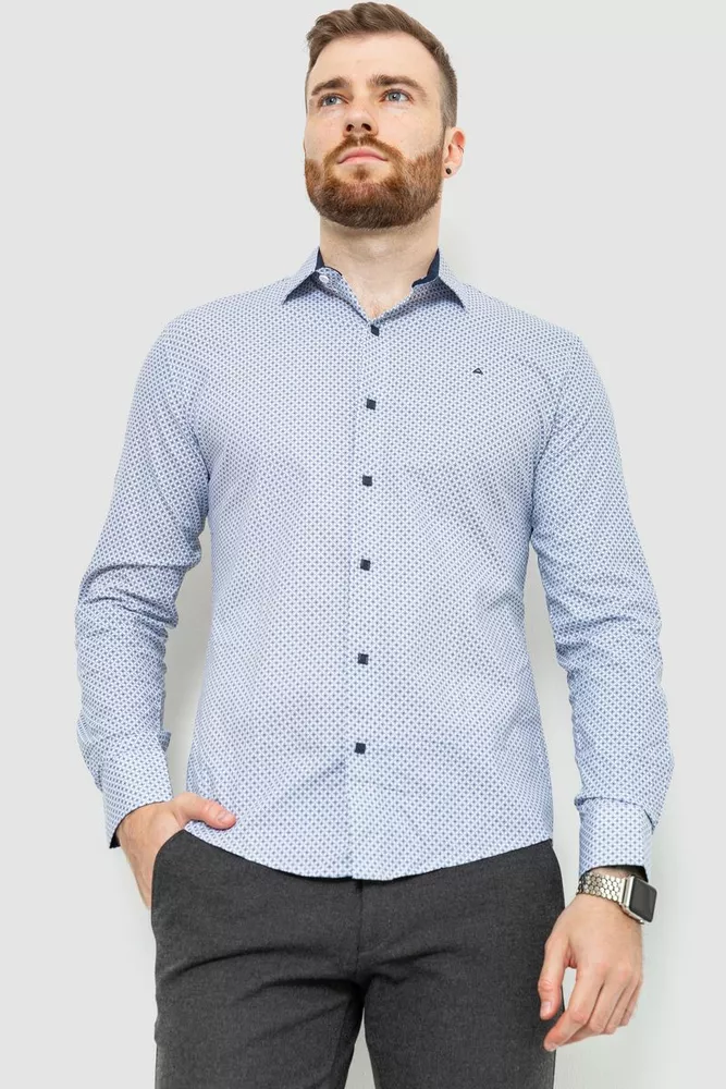 Купить Рубашка мужская классическая с принтом, цвет бело-черный, 214R7400 - Фото №1