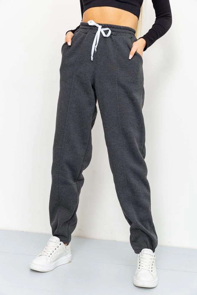 Купить Спорт брюки женские на флисе, цвет грифельный, 119R167 - Фото №1