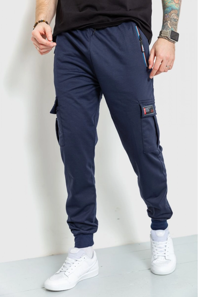Купить Спорт штаны мужские демисезонные, цвет темно-синий, 184R108 - Фото №1