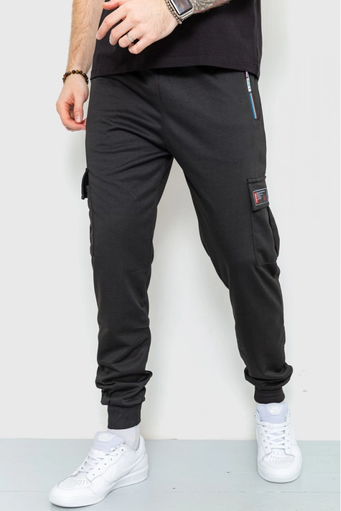 Купить Спорт штаны мужские демисезонные, цвет черный, 184R108 - Фото №1
