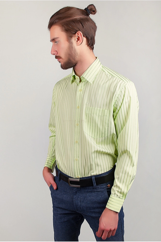 Купить Рубашка мужская классическая, цвет светло-оливковый, AG-0002306 - Фото №1