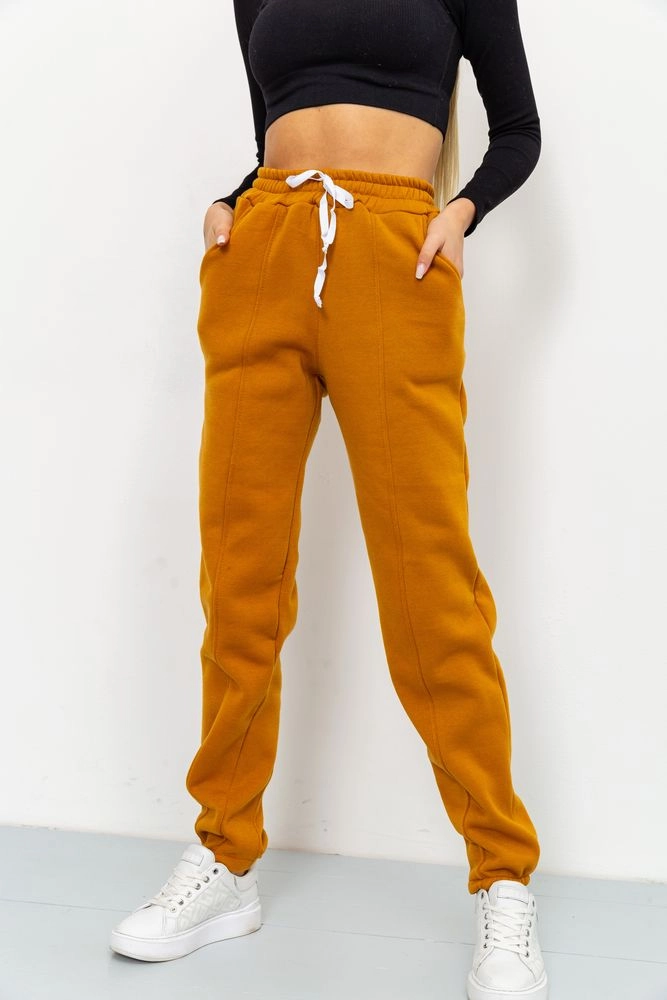 Купить Спорт брюки женские на флисе, цвет светло-коричневый, 119R167 - Фото №1