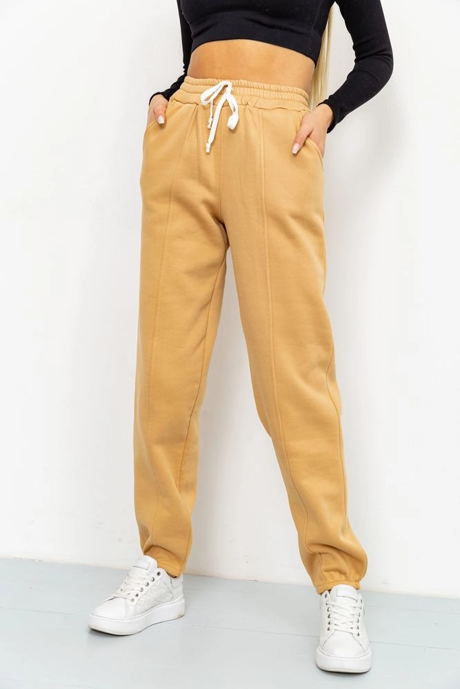 Купити Спорт штани жіночі на флісі, колір бежевий, 119R167 - Фото №1