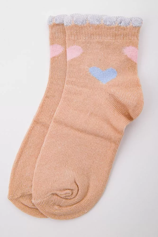 Купити Бавовняні дитячі шкарпетки, бежевого кольору, 167R601-1 оптом - Фото №1