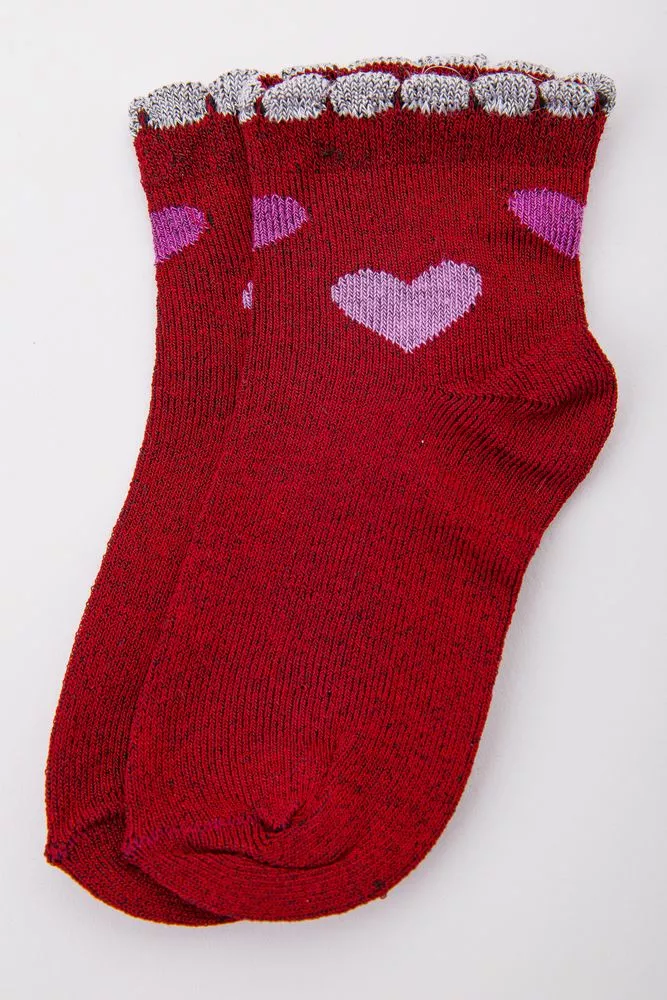 Купити Бавовняні дитячі шкарпетки, бордового кольору, 167R601-1 - Фото №1
