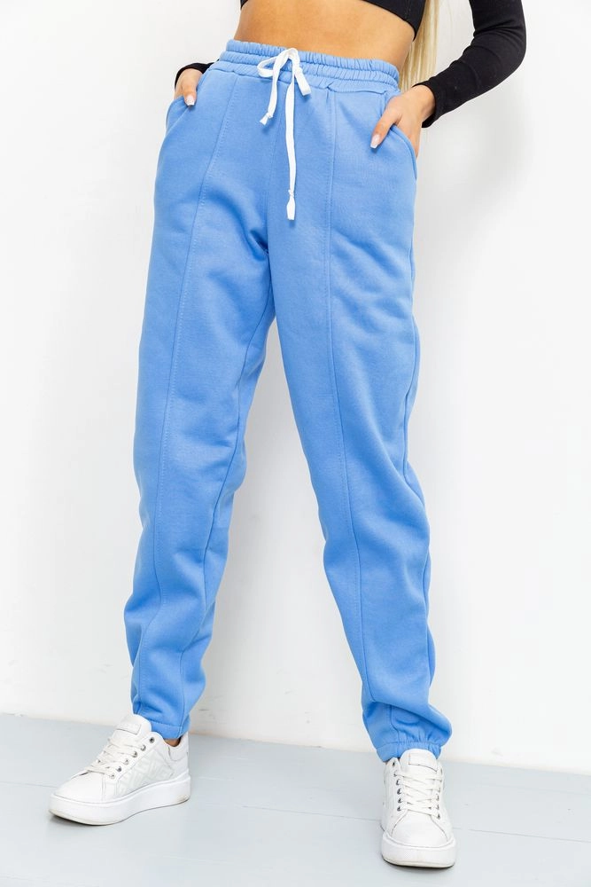 Купить Спорт брюки женские на флисе, цвет голубой, 119R167 - Фото №1