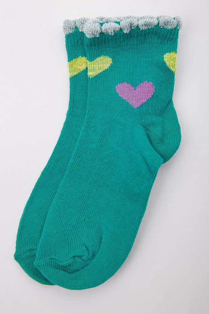Купити Бавовняні дитячі шкарпетки, зеленого кольору, 167R601-1 оптом - Фото №1
