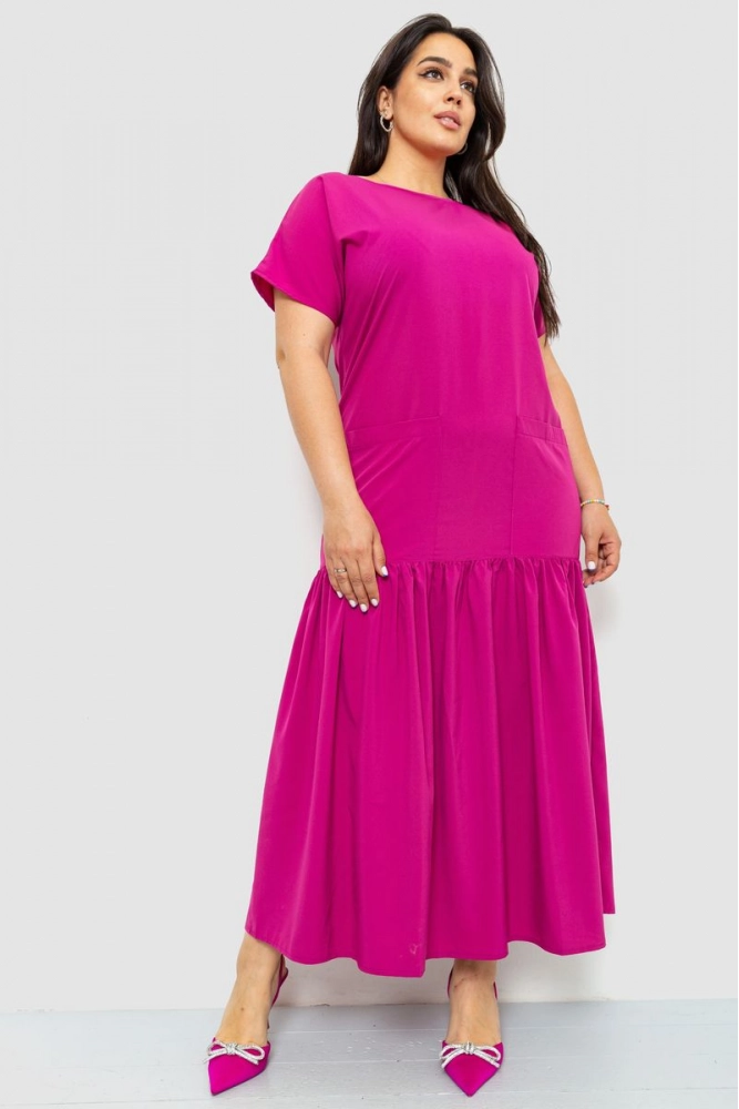 Купити Сукня однотонна, колір малиновий, 176R014 - Фото №1