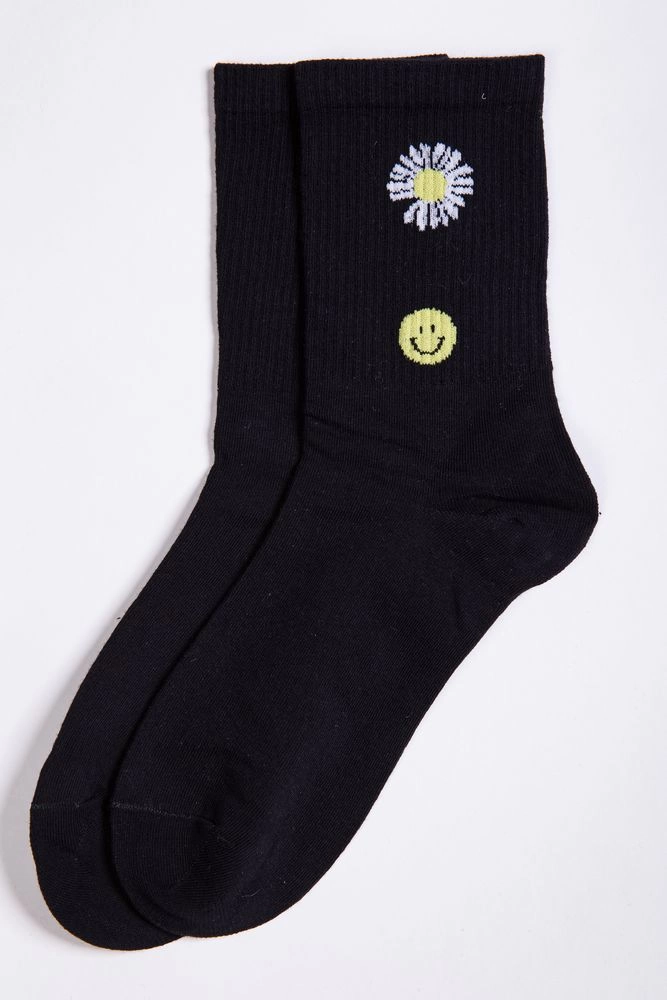 Купить Женские носки черно-желтого цвета с принтом 151R2845-1 - Фото №1