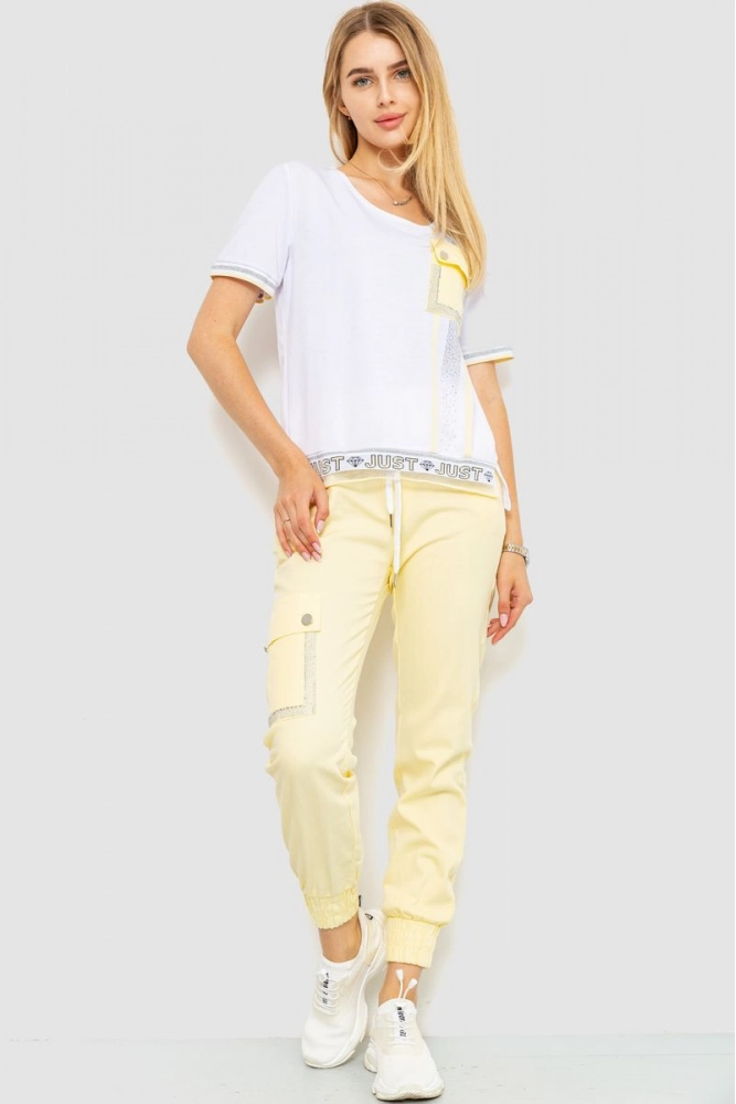 Купити Костюм жіночий повсякденний, колір біло-жовтий, 117R905720 оптом - Фото №1