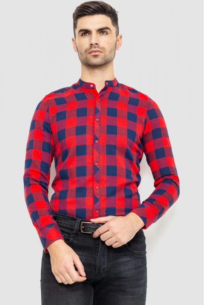 Купить Рубашка мужская в клетку байковая, цвет красно-синий, 214R55-61-421 - Фото №1