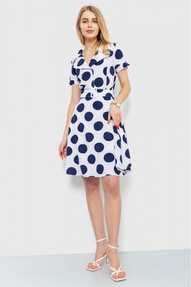 Купити Сукня у горох  -уцінка, колір біло-синій, 230R024-8-U-2 - Фото №1