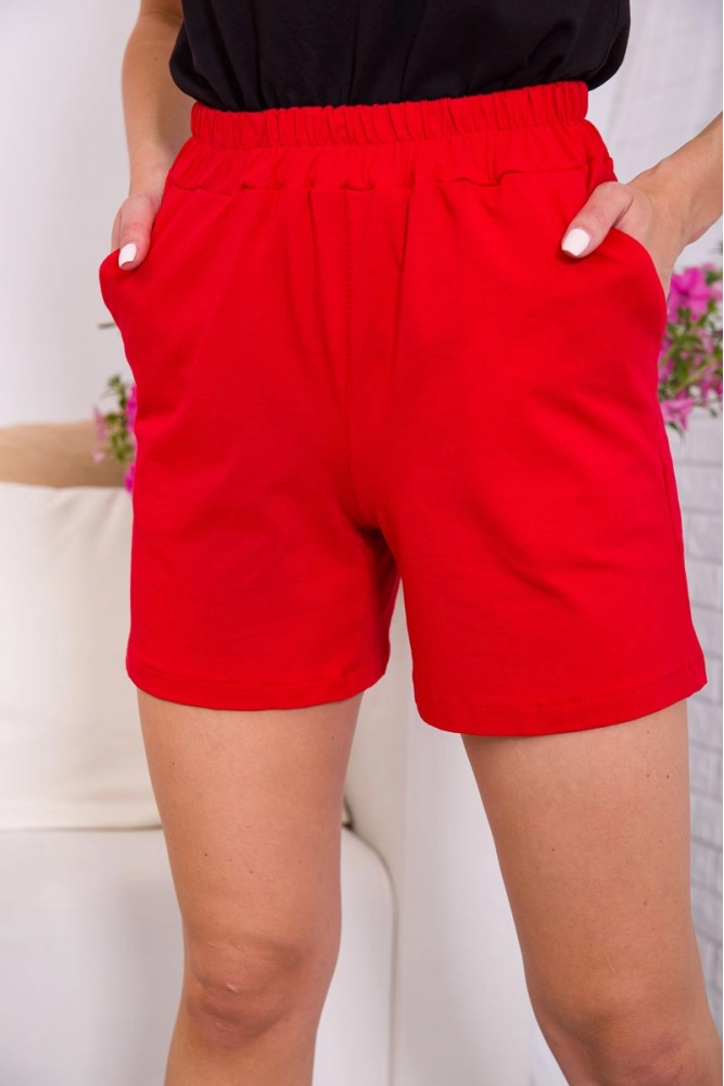 Купить Женские шорты на резинке красного цвета 119R510-9 - Фото №1