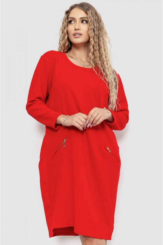 Купити Сукня прямого крою, колір червоний, 186R44 - Фото №1