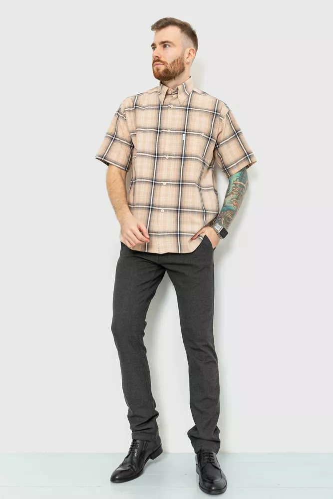 Купить Рубашка мужская в полоску, цвет бежево-серый, 167R979 - Фото №1