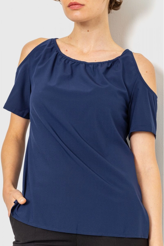 Купити Блуза однотонна, колір темно-синій, 230R93 - Фото №1