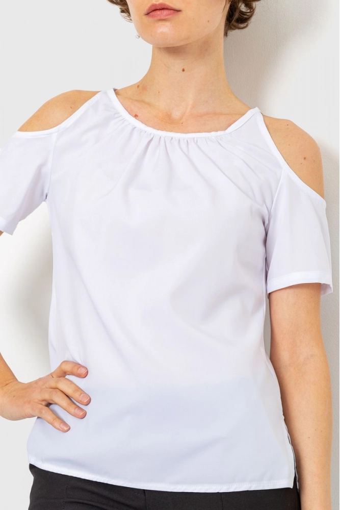 Купити Блуза однотонна, колір білий, 230R93 - Фото №1