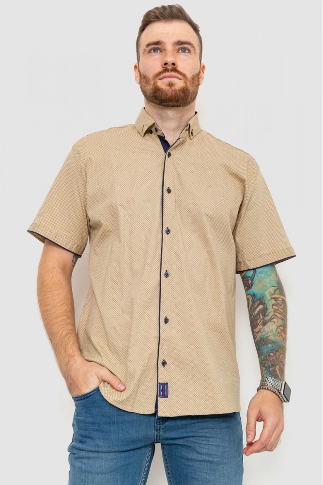 Купить Рубашка мужская  классическая, цвет бежевый, 201R114 - Фото №1