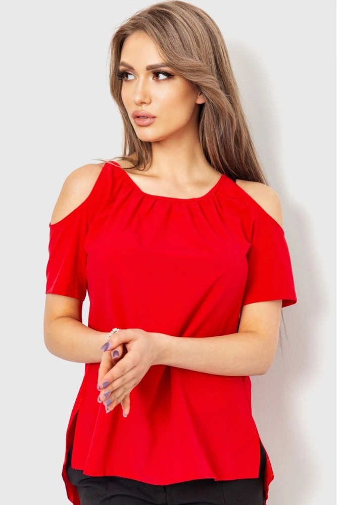 Купити Блуза однотонна, колір червоний, 230R93 - Фото №1