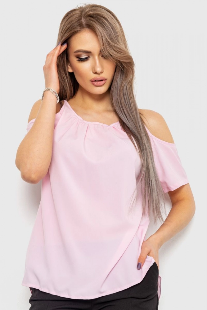 Купити Блуза однотонна, колір рожевий, 230R93 - Фото №1