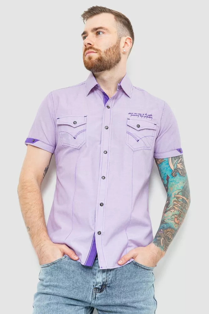 Купить Рубашка мужская в полоску, цвет сиреневый, 186R0118 оптом - Фото №1