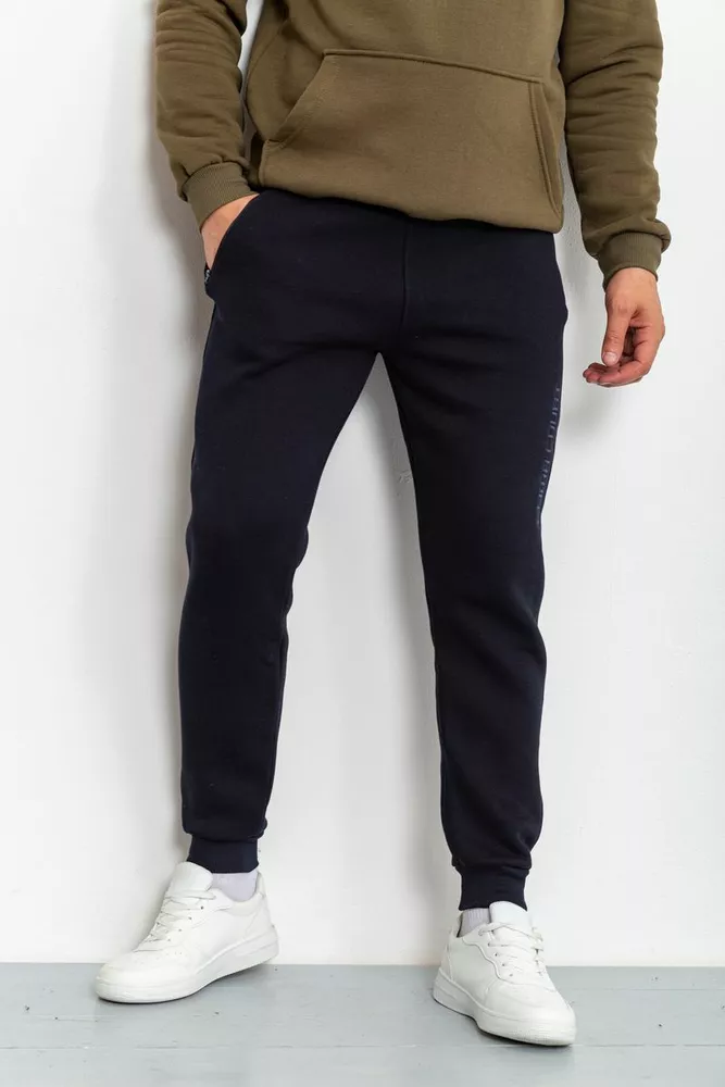 Купить Спорт штаны мужские на флисе, цвет темно-синий, 211R2071 - Фото №1