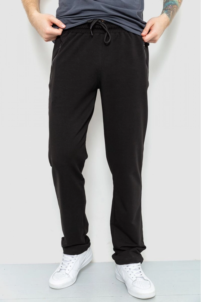 Купить Спорт штаны мужские двухнитка, цвет черный, 102R328 - Фото №1