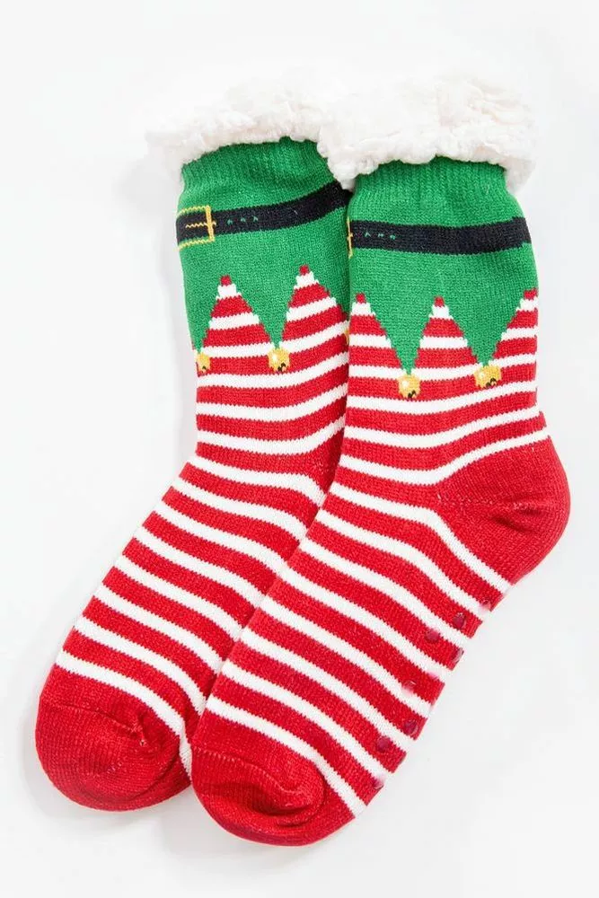 Купити Шкарпетки-валянки теплі, вовняні, колір червоно-зелений, 151R2035 оптом - Фото №1