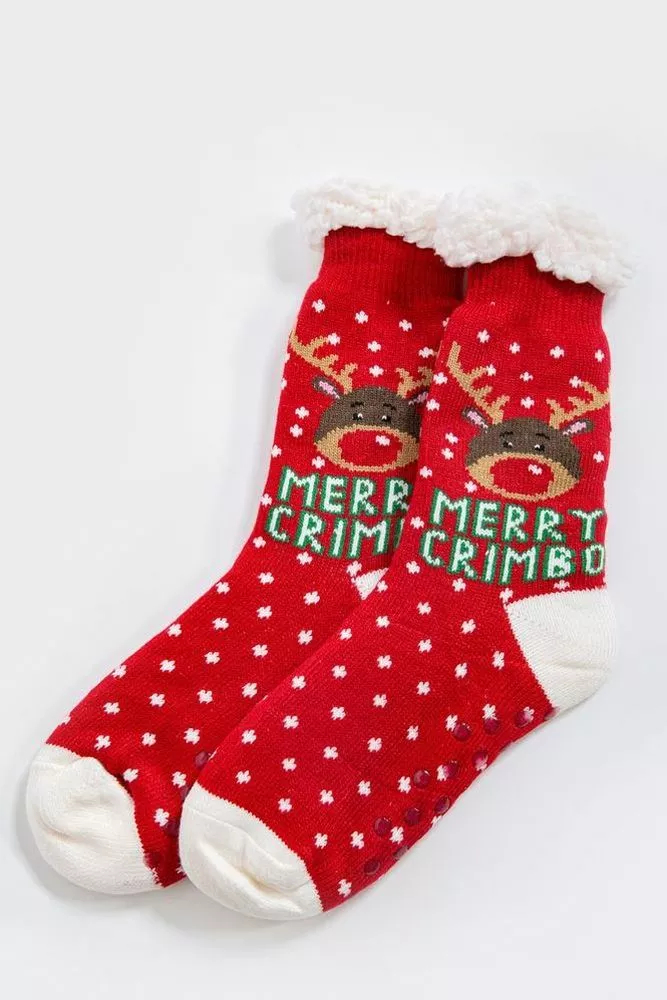 Купити Шкарпетки-валянки теплі, вовняні, колір червоно-білий, 151R2035 - Фото №1