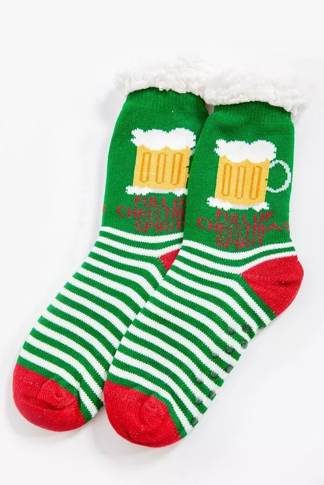 Купити Шкарпетки-валянки теплі, вовняні, колір зелений, 151R2035 - Фото №1
