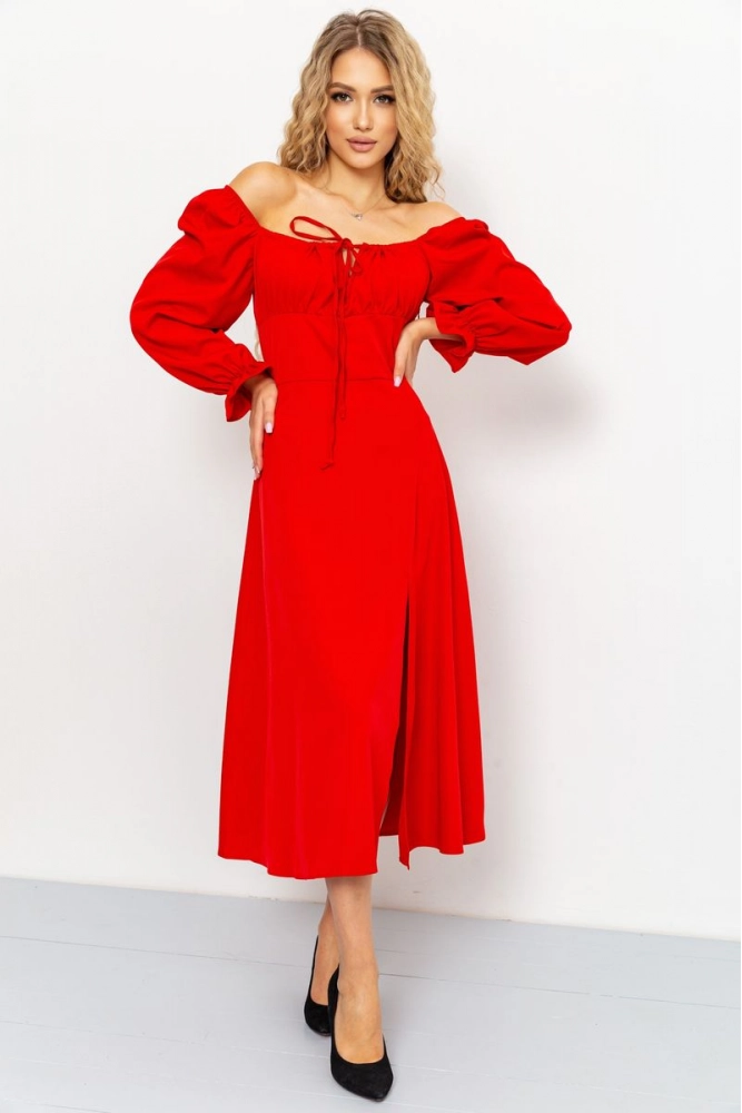 Купить Платье однотонное  -уценка, цвет красный, 176R1037-U-1 - Фото №1