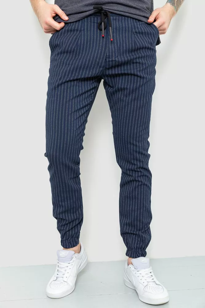 Купити Чоловічі штани в смужку, колір синій, 157R2003 оптом - Фото №1